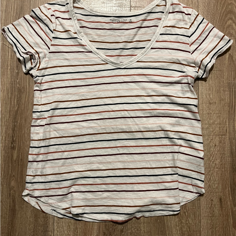 Women’s Abercrombie & Fitch Multicolor Striped V-Neck Tee Size M
